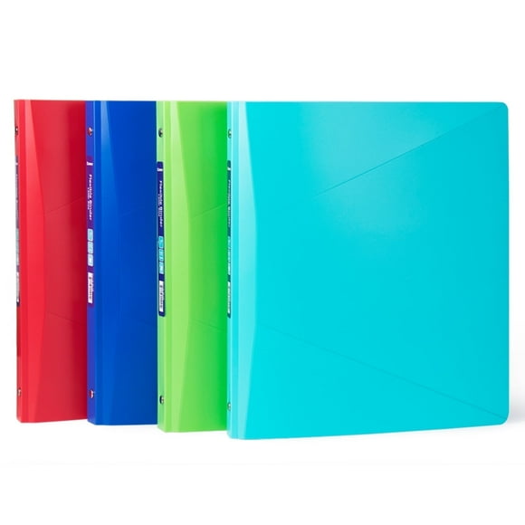 Comix 3-ring Binder 1 inch Round Ring, 175 Sheets Organizer with Pockets, 4-Pack Assorted Color