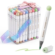 Comix 40 Macaron Pastel Colors Markers Brush Tip with Box, Markers Set with Refillable Ink, Art Supplies for Adult Coloring, Drawing