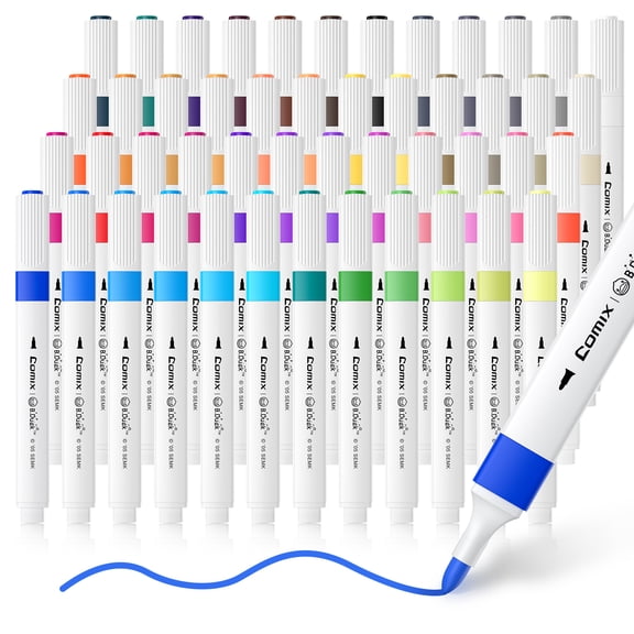 Comix 48 Colors Triangular Barrel Water-Based Acrylic Marker, Art Marker for Painting Stone Ceramic DIY Art