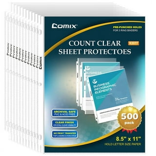 Protectors 8.5 x 11 Clear Plastic Sheet Protectors, Top Loading / 3 Hole  Binder Design Page Protectors, Archival Safe for Photos or Printed Copy,  Sleeves Hold Multiple Sheet 
