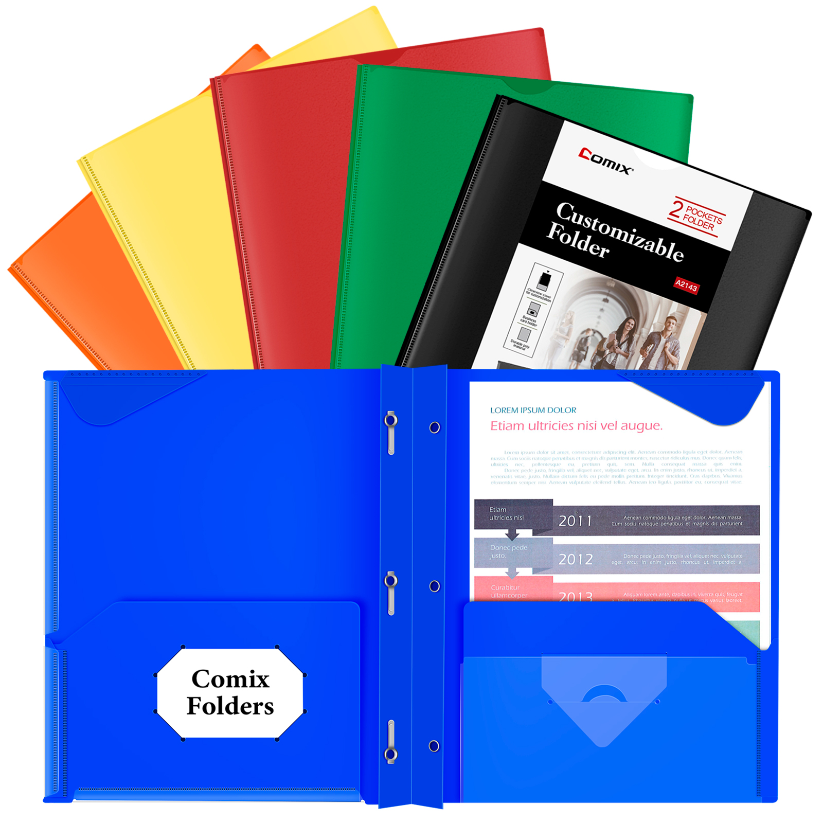 Five Star 2Pocket StayPut Plastic Folder, Trend, 4 Pack (38065