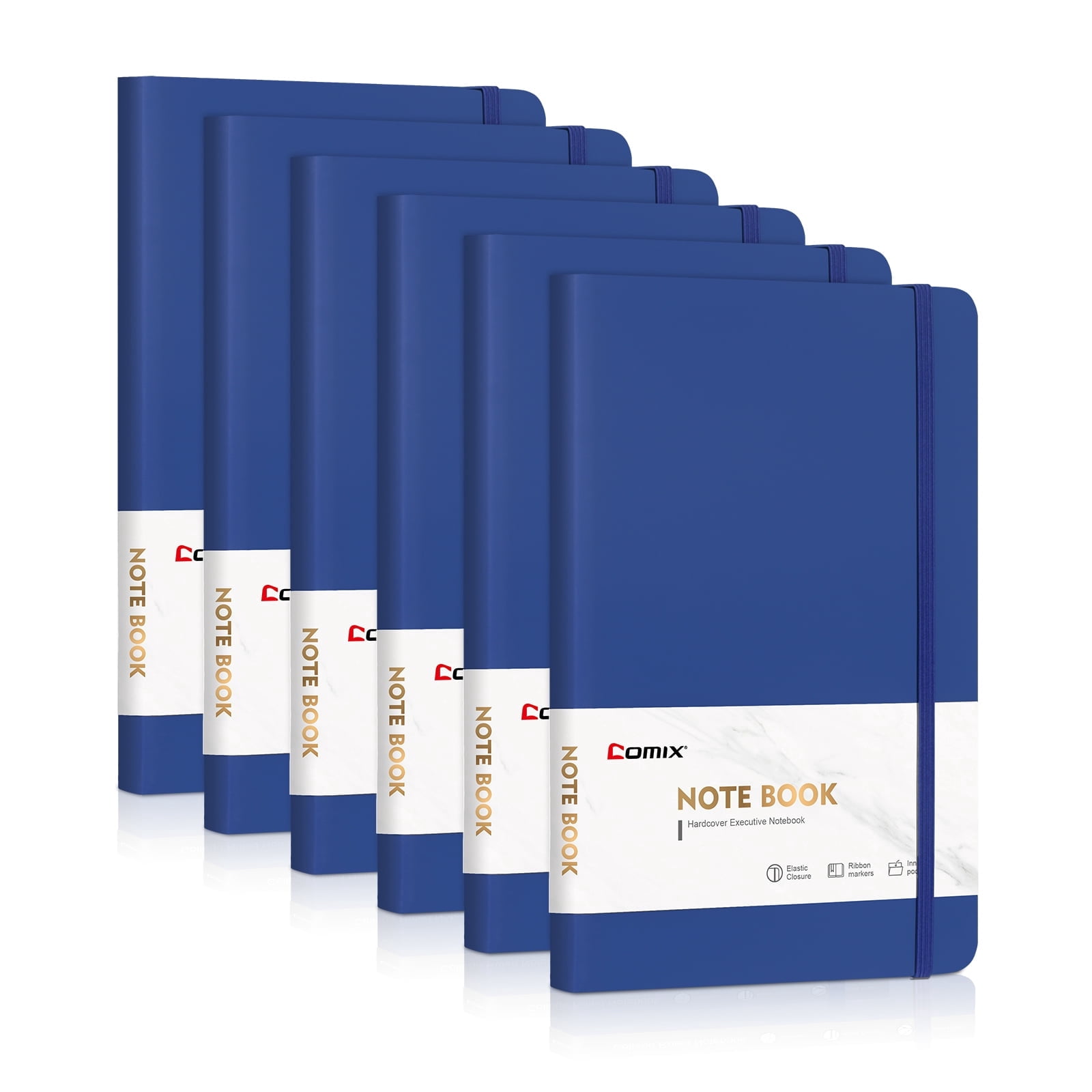 Comix Hardcover Notebooks,Lined Journal for Writing,Deep Blue 240 Pages, 5.4 x 8.3 inch 6Pack