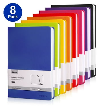 Comix 8 Pack Lined Journal Notebooks for Writing, 240 Pages, 5.5 x 8.3 inch, 8 Colors, Hardcover