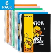 Comix 1 Subject Notebook,6-Pack College Ruled Spiral Notebook with Pocket Dividers 11"x 8.5", 70 Sheets,Assoted colors