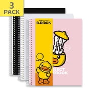 Comix 3 Subject Notebook,3-Pack College Ruled Spiral Notebook with Pocket Dividers 11"x 8.5", 150 Sheets,Black White Pink