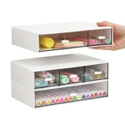 Comix Desk Organizer with 6 Drawers, Rectangular Desktop Drawers, Plastic Makeup Storage, Desk Organizer and Accessories, Detachable Design, Suitable for Office, School, Home (White)