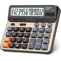 Comix Desktop Calculator, Large Computer Keys, 12 Digits Display, Champaign Gold Color Panel
