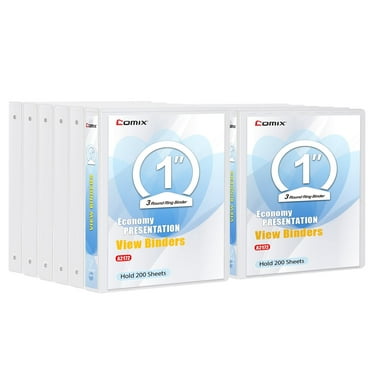 Comix Premium 1 inch 3 Ring Binder, 1" O-ring, 225-Sheet Capacity,School Supplies, 12 Pack White