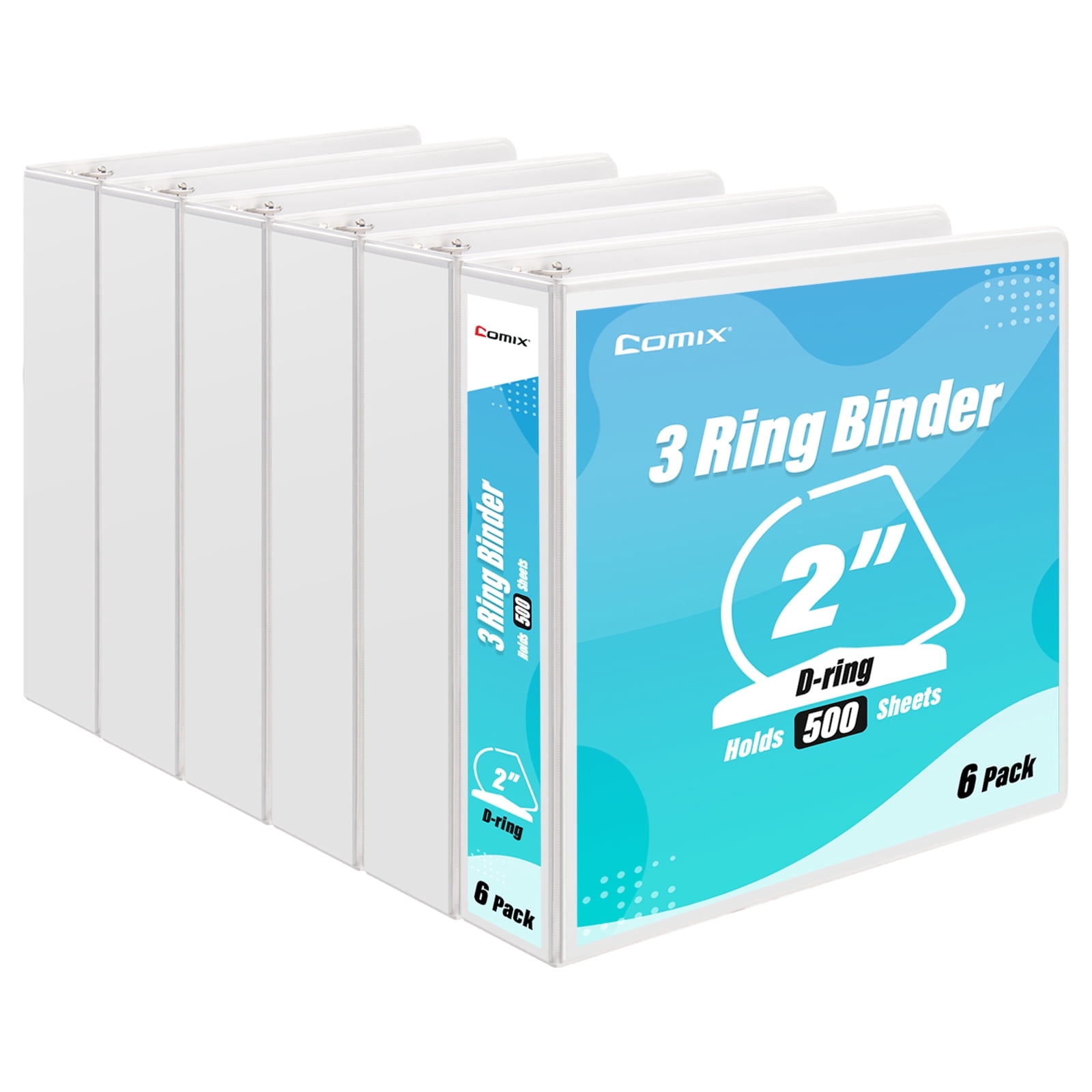 Comix Economy 2-inch D-Ring View Binders, 2'' 3 Ring Binder with Clear ...