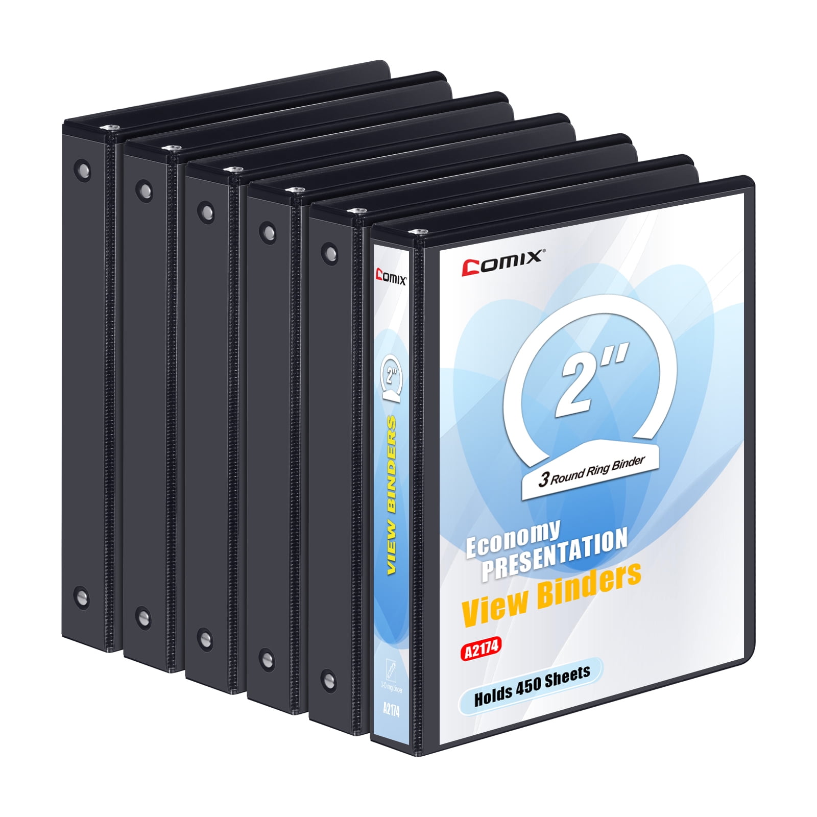 Comix Economy 2 inch Round Ring View Binder, 3 Ring, 450 Sheets of ...