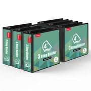 Comix Heavy-duty 4 Inch 3 Ring Binder with Clear Cover, D Ring, 835 Sheets Capacity, Office School Supplies, 6-Pack Black