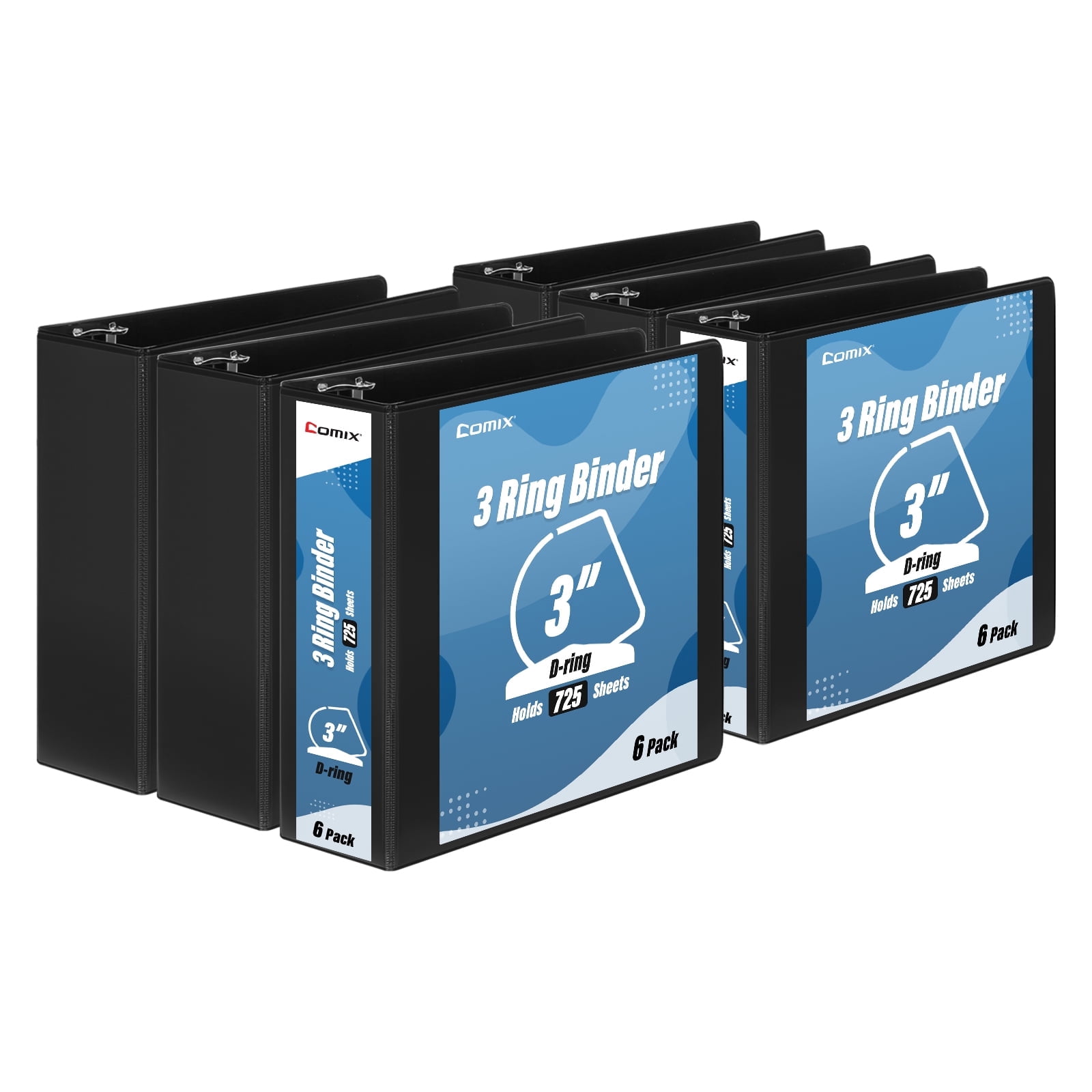 Comix Heavy-duty 3-inch 3 Ring View Binder,D Ring with 725 Sheets ...