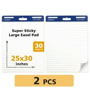 Comix 25 x 30 inches Lined Sticky Easel Pad,Lined Flip Chart Paper for Office School Home, 30 Sheets, 2 Pads/Pack