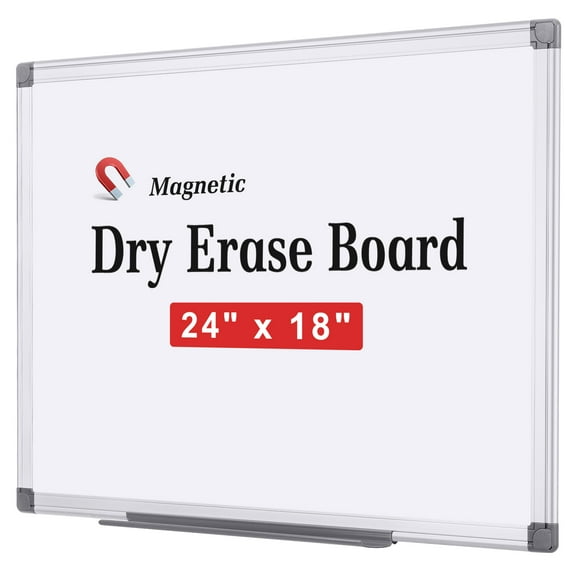 Comix Magnetic Dry Erase Board, 24 x 18 inches Wall Mounted Whiteboard, Aluminum Frame White Board with Pen Tray