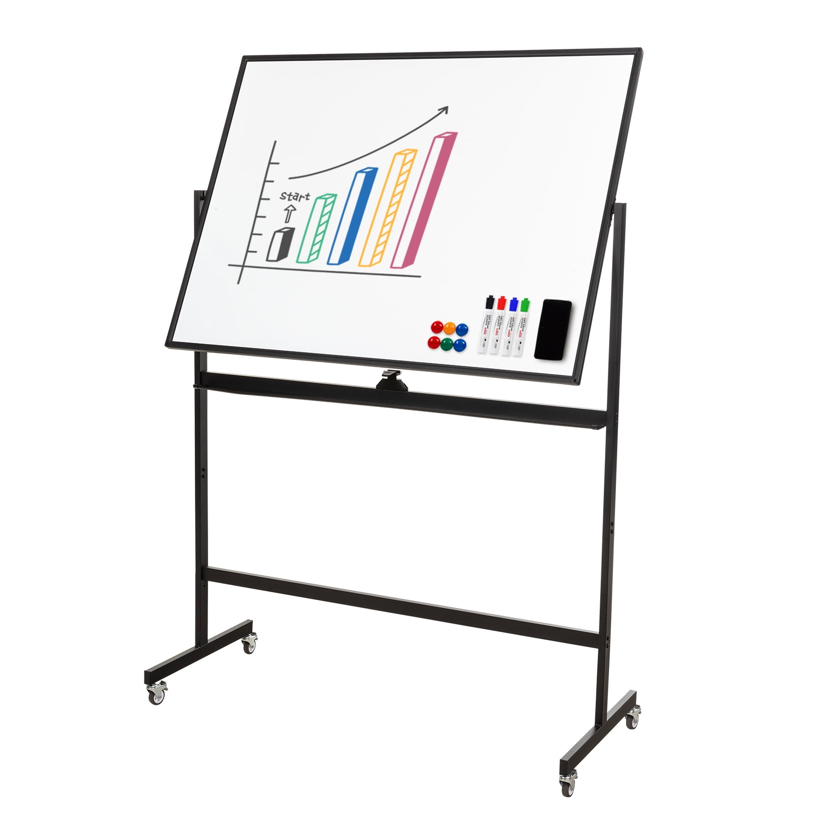 Comix Mobile Whiteboard, 48 x 36 Inches DoubleSided Rolling