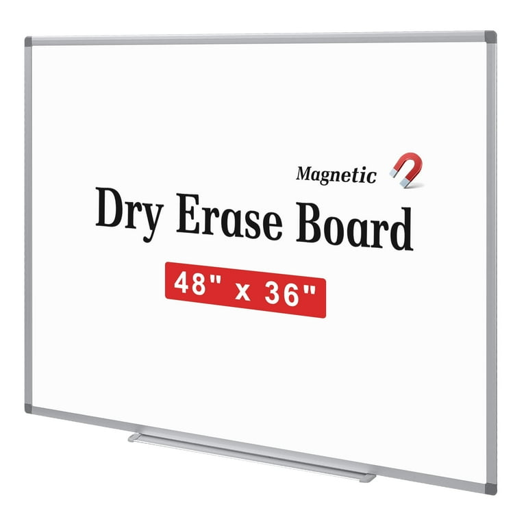 Framed Dry Erase Board, 48 x 36, White Surface, Silver Aluminum Frame Framed Dry Erase Board, 48 x 36, White Surface, Silver Aluminum Frame