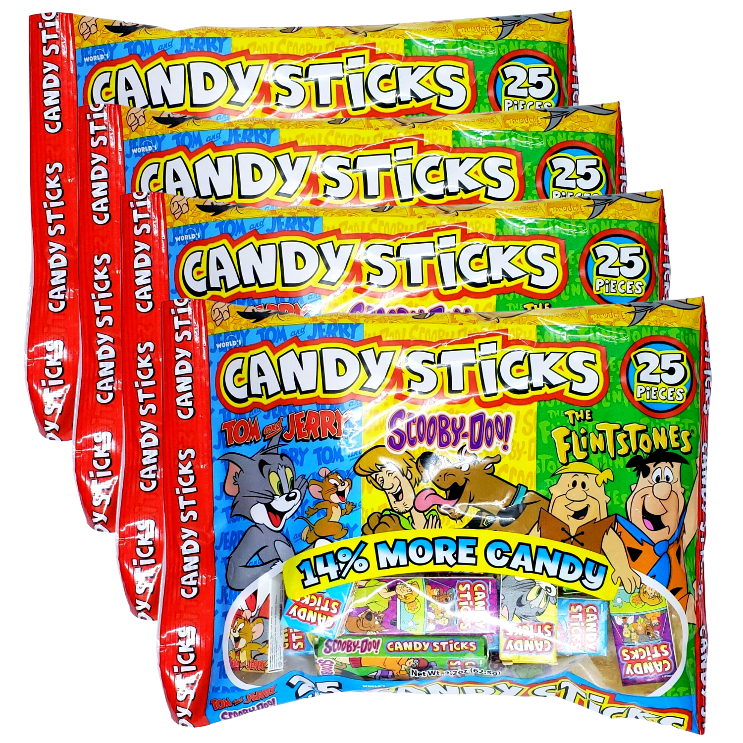 Comix Mix White Candy Sticks Kids Party Favor Treats Stocking Stuffer Gifts on Birthday Halloween Christmas Thanksgiving, 25ct Individual Mini Boxes - Pack of 4