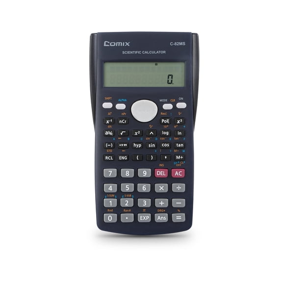 Comix fx‑82MS Scientific Calculator,2-Line Display,240 Functions, Solar/Battery Powered,with Protective Case,for Exams Math Science Engineering Use,Blue