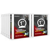 Comix Sturdy 1 inch Round Ring View Binder, O-ring 3 Ring,Holds 200 Sheets of Letter Size Paper,12-Pack White
