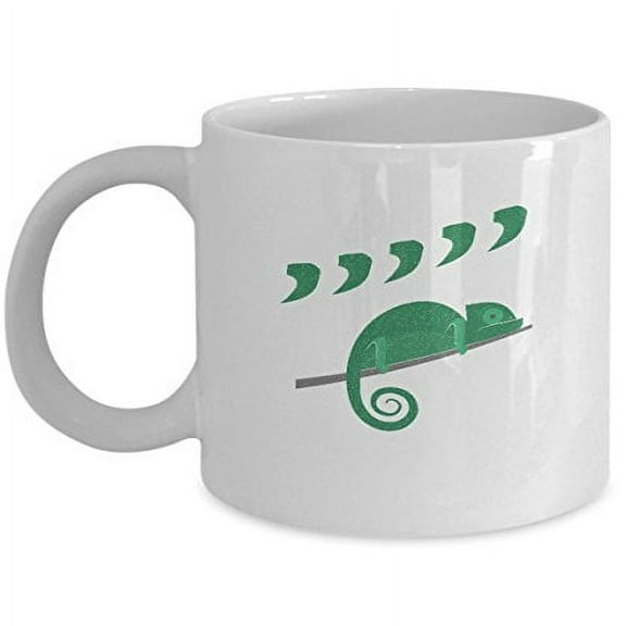 Lizard 11 oz Coffee Mug - Comma Chameleon White Ceramic Gift