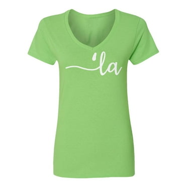 Comma La Voting Kamala for Elections 2024 Graphic Tee Ladies' V-Neck Tshirt (Green, Large)