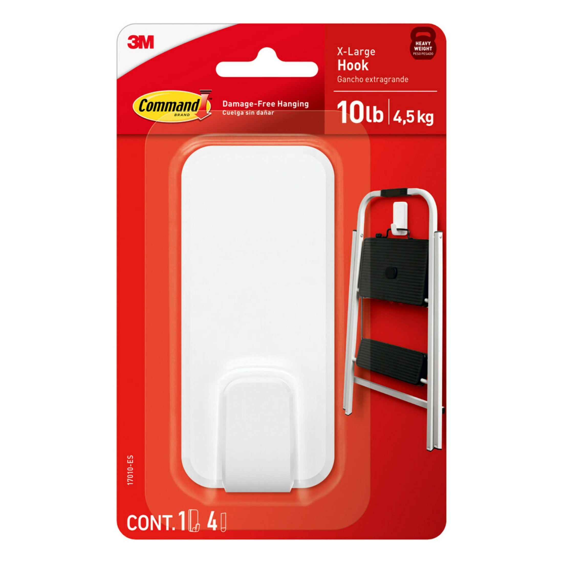 Command 10 Lb XL Heavyweight Wall Hook White Damage Free Decorating 1 Command Hook Walmart