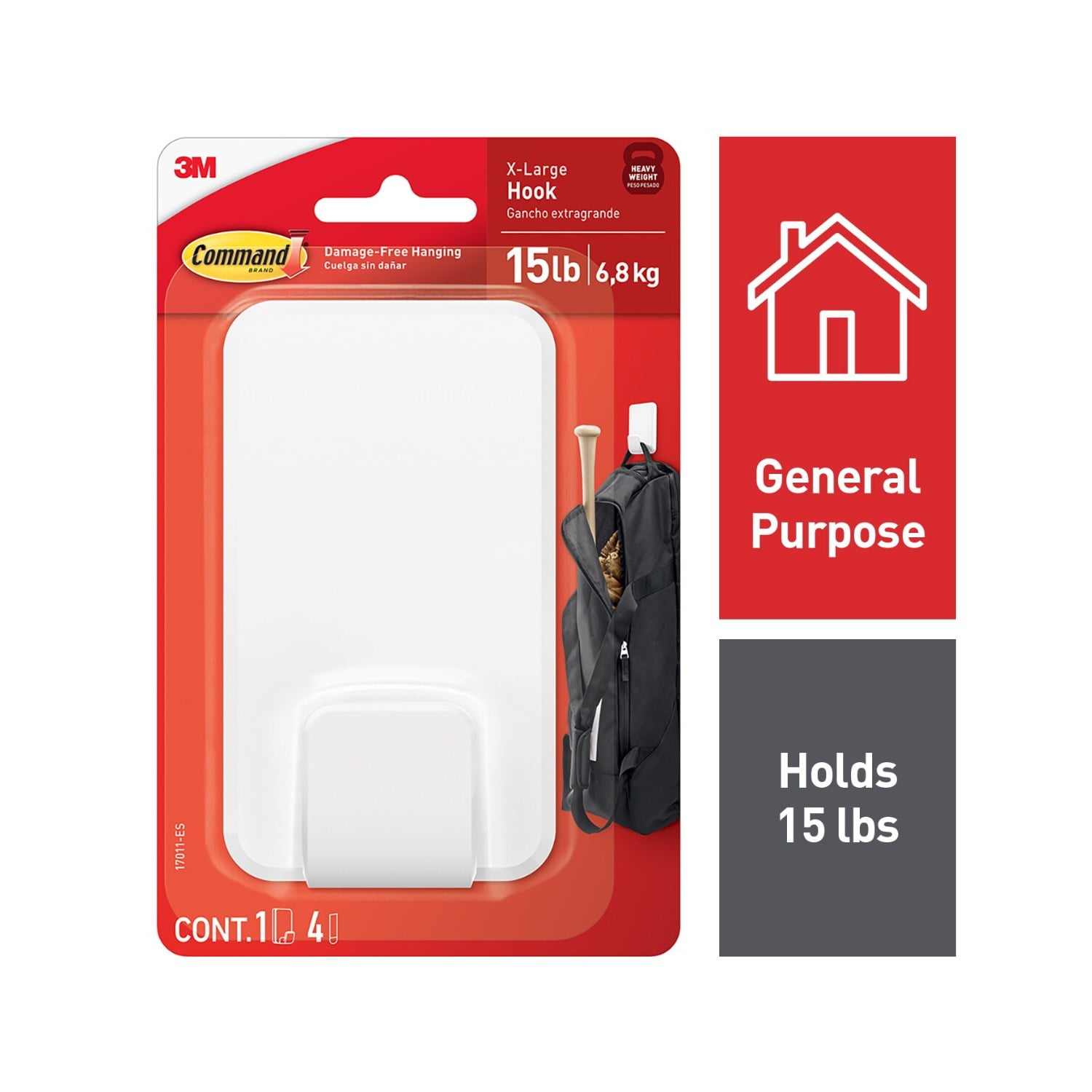 Extra Large White Plastic Adhesive Hook