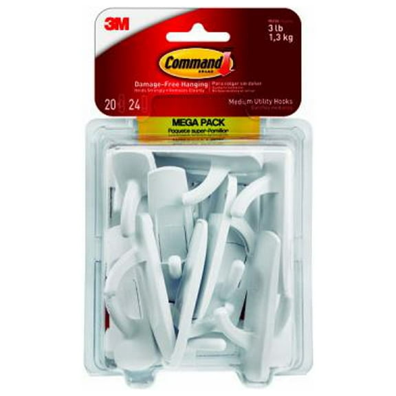 Command 17001-MPES Utility Hooks, Medium, 20-Pk. - Quantity 2