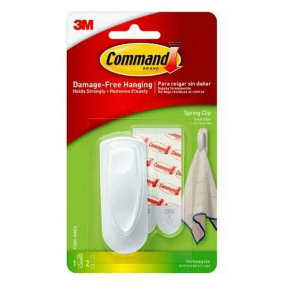 Command 17005-HWES Spring Clips with 2 Medium Strips, White