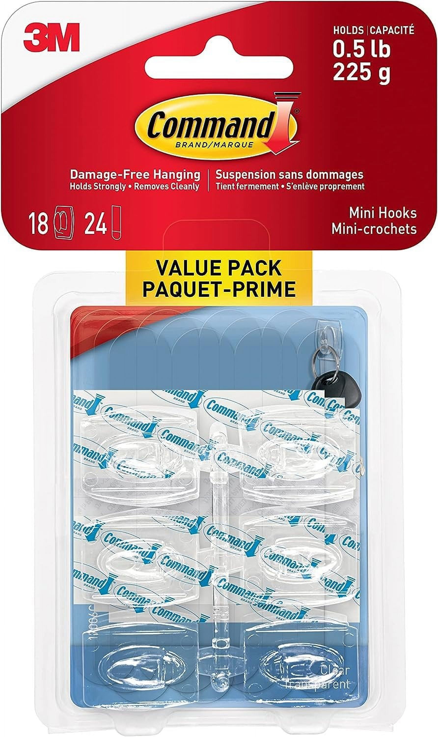 Clear Plastic Mini Self-Adhesive Wall Hooks, 18-Pack