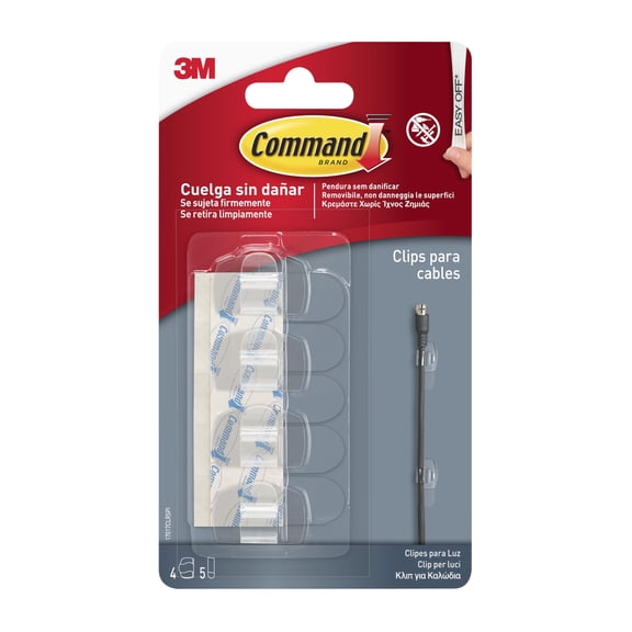 Command 17017CLR Clear Round Cable Clips, Colorless, Small