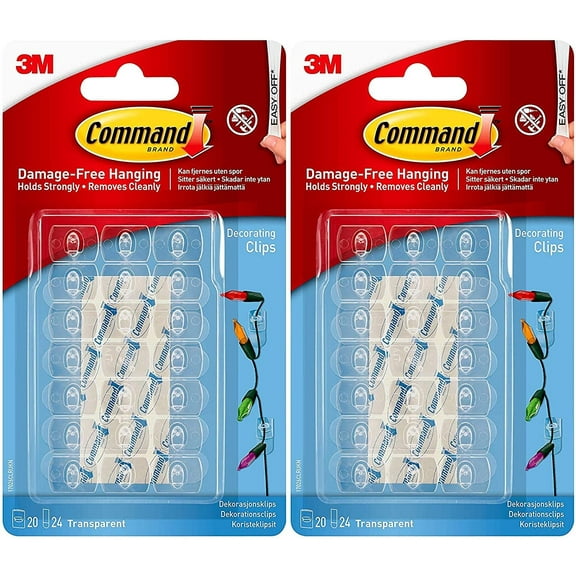 Command 17026CLR-ES Decorating Clips, Clear, 20-Clips 2 Pack