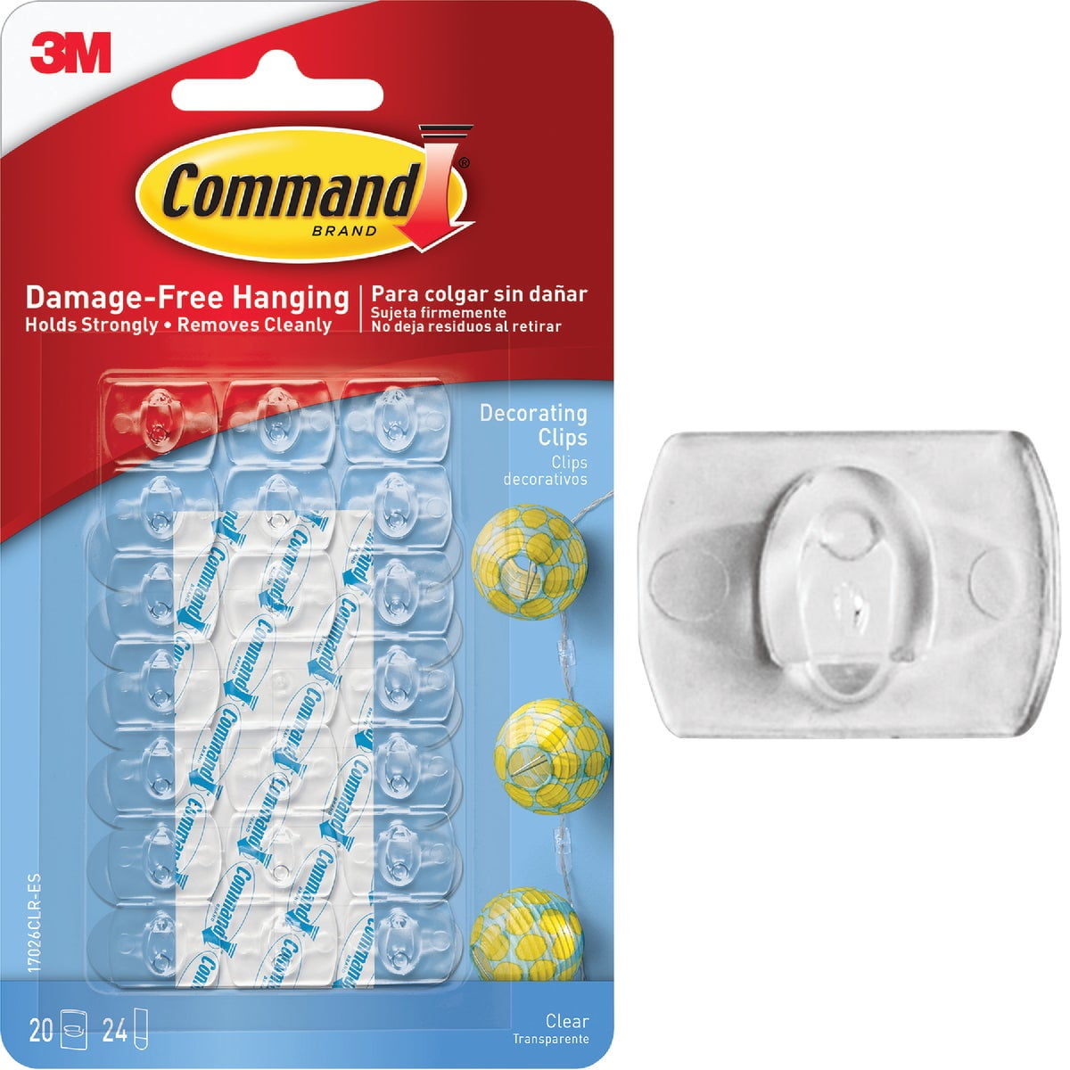 5-pack Command Decorating Clips Clear - Damage-Free Hanging - 20 Clips, 5 Pack — Residential Use, Standard Application