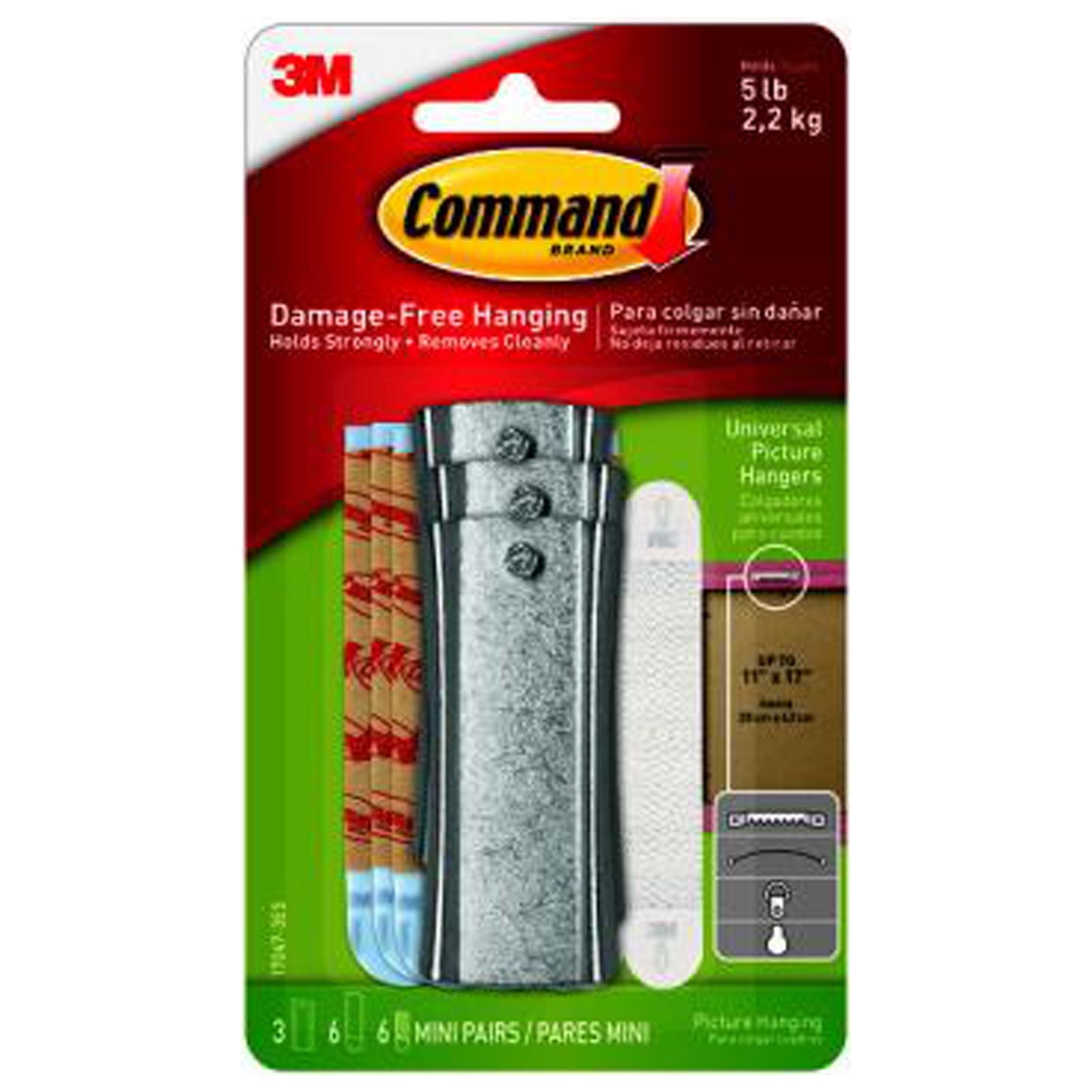 Universal Self-Adhesive Picture Hanger Hooks, 12-Pack