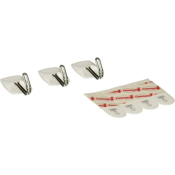 Command Small Wire Hook General Purpose - 0.5lb Capacity, White, 3 Hooks 6 Strips