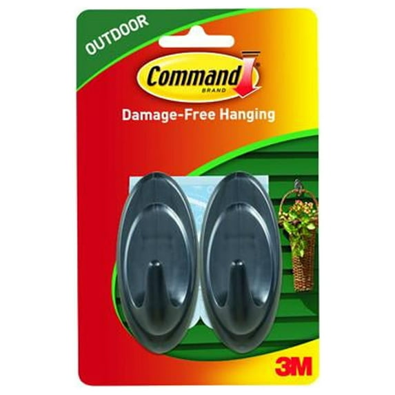 Command 17086S-AWES Terrace Hook, Foam Strip, Slate, 2-Pk. - Quantity 4