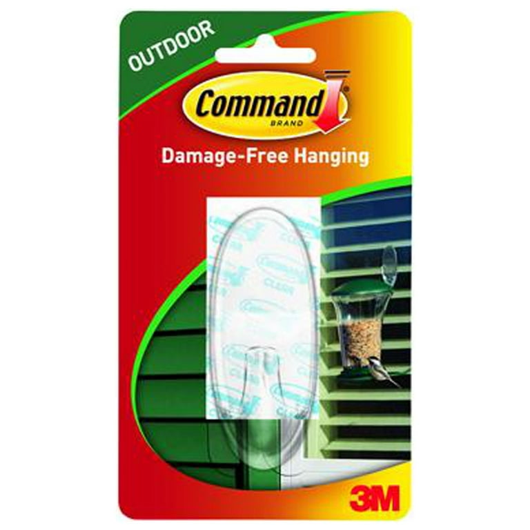 Command 17093CLR-AWES Window Hook, Outdoor, Foam Strip, Clear, Large -  Quantity 4 
