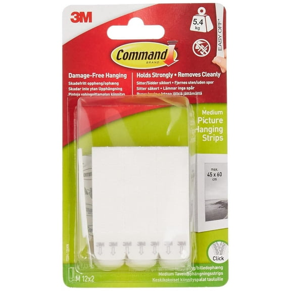 Command™ 17204-ef 3 m 12 Pairs White Picture Strips (Pack of 12)