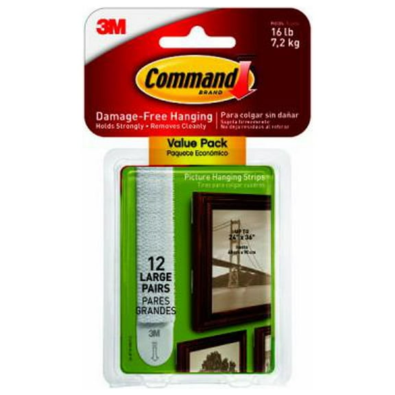 Command 17206-12ES Picture Hanging Strips, White, Large, 12-Pk. - Quantity 4