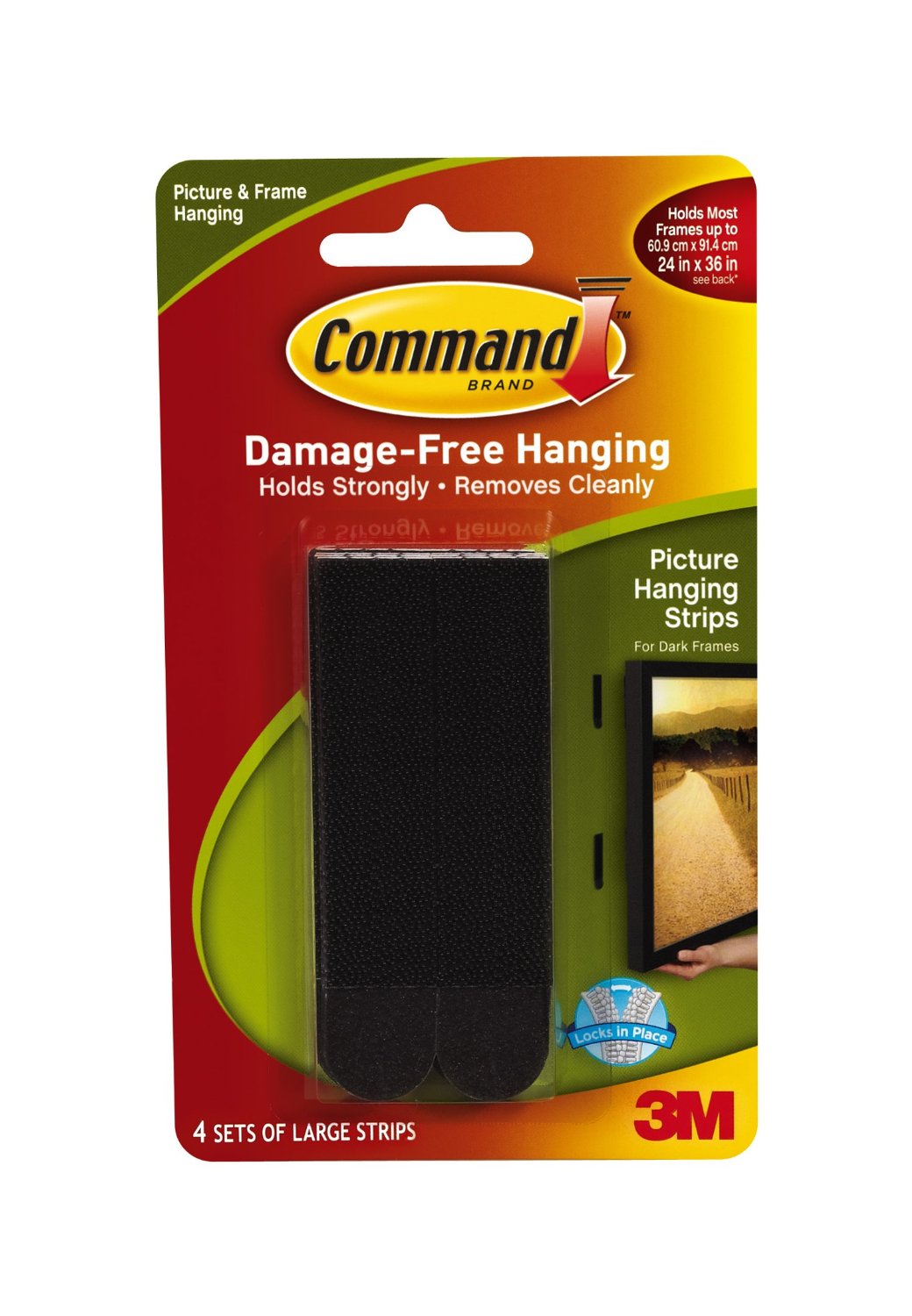 Command 17206BLK DamageFree Picture Hanging Strips, Large, Black, 4