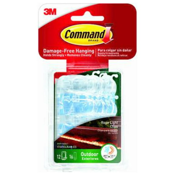 Command 17301CLRAW-ES Outdoor Rope Light Clips, Clear, 12-Ct. - Quantity 4