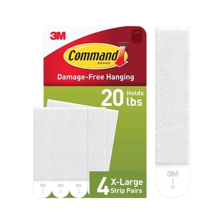 Command Heavy Duty Picture Hangers, Hold 20 lbs, White, Damage-Free Hanging, 4 Pairs Adhesive Strips