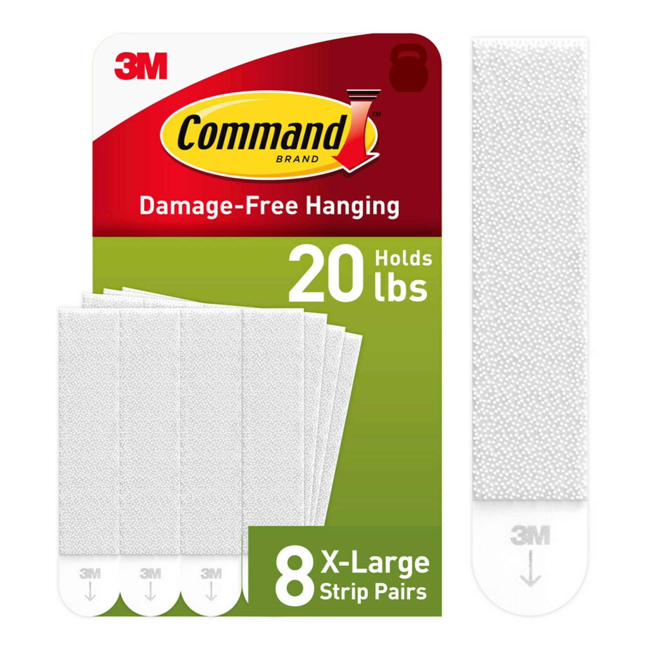 Command 20 Lb XL White Heavyweight Picture Hanging Strips, 8 Pairs