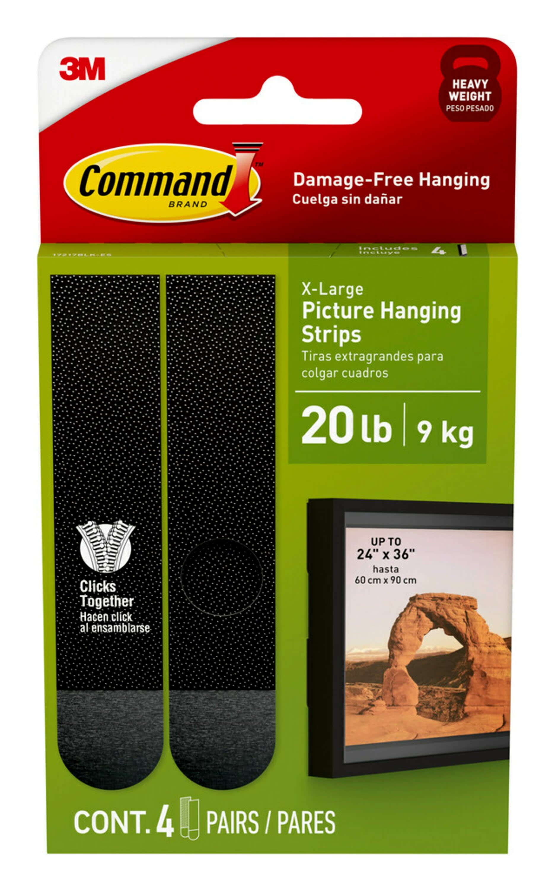 Command 20 lb. Black Picture Hanging Strips (4 Pairs)