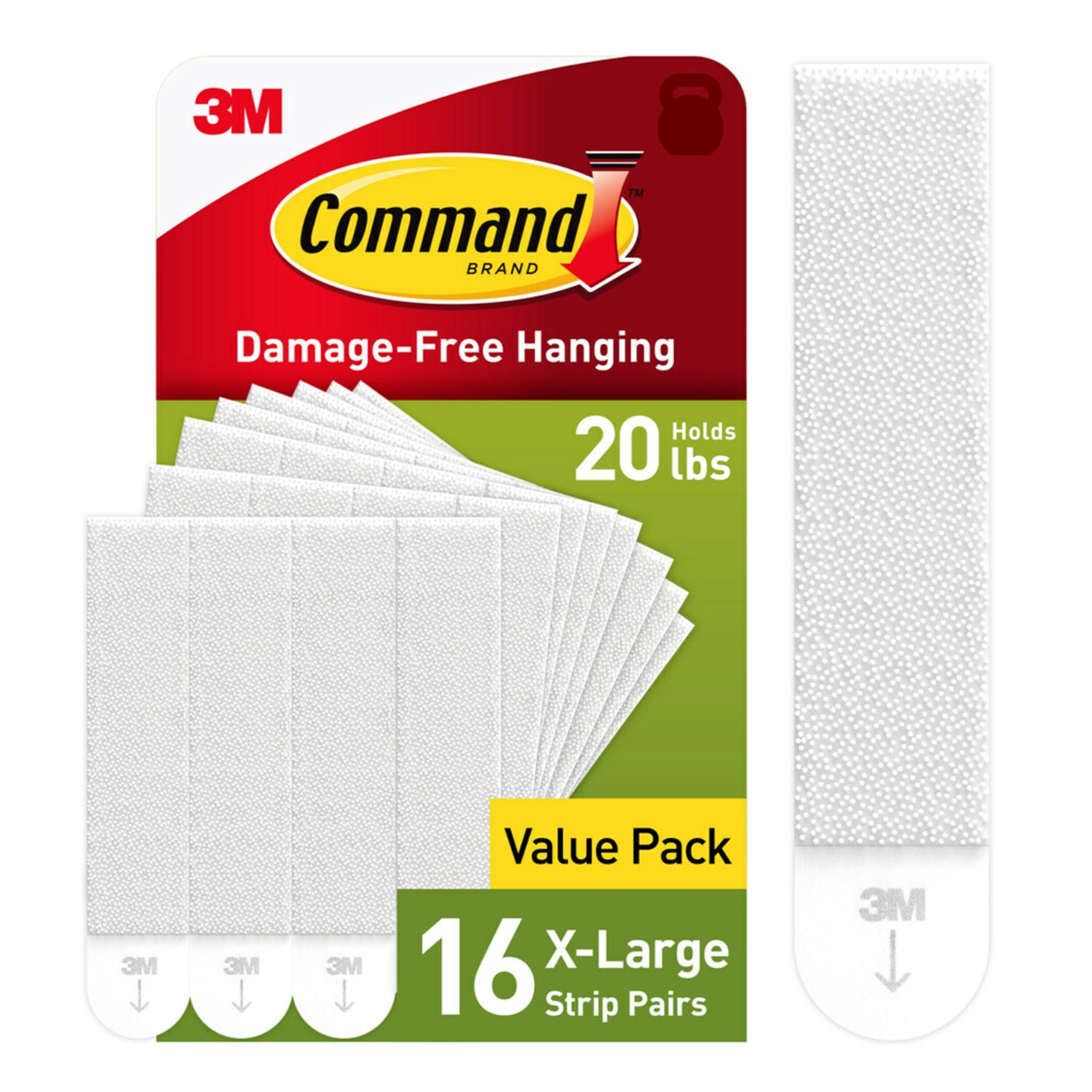 Command 20 lb XL Heavyweight Picture Hanging MDH1Strips 16 Pairs (32 ...