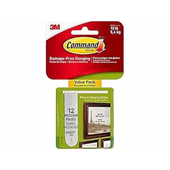 Command 2363829 Medium Picture Hanging Strip 12/Pack (17204-12ES)