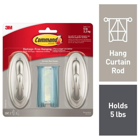 Command 4 Hook Bundle, Curtain Rod Hooks, With 4 Strips Per Bundle