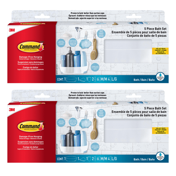 Command 5 Piece Bath Set: 5 piece kit (Clear Frosted) [2-pack] BATH11-KIT1ESF