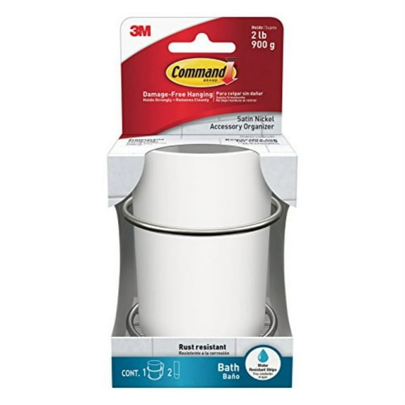 Command Accessory Organizer, Satin Nickel BATH38-SN-ES
