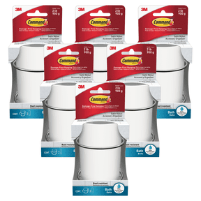 Command Bath Accessory Organizer: 3.4 in. x 4.4 in. x 3.8 in. (Satin Nickel) [6-pack] BATH38-SN-ES